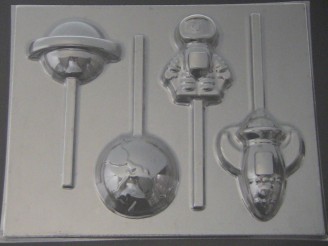 3550 Earth Saturn Astronaut Rocket Chocolate or Hard Candy Lollipop Mold